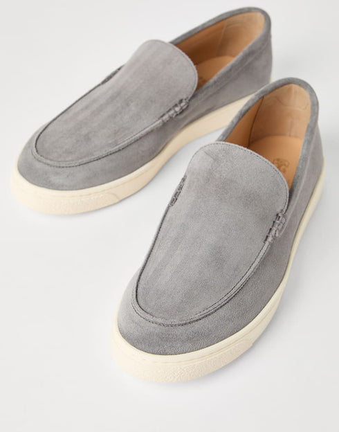 Brunello cucinelli chevron effect suede loafers